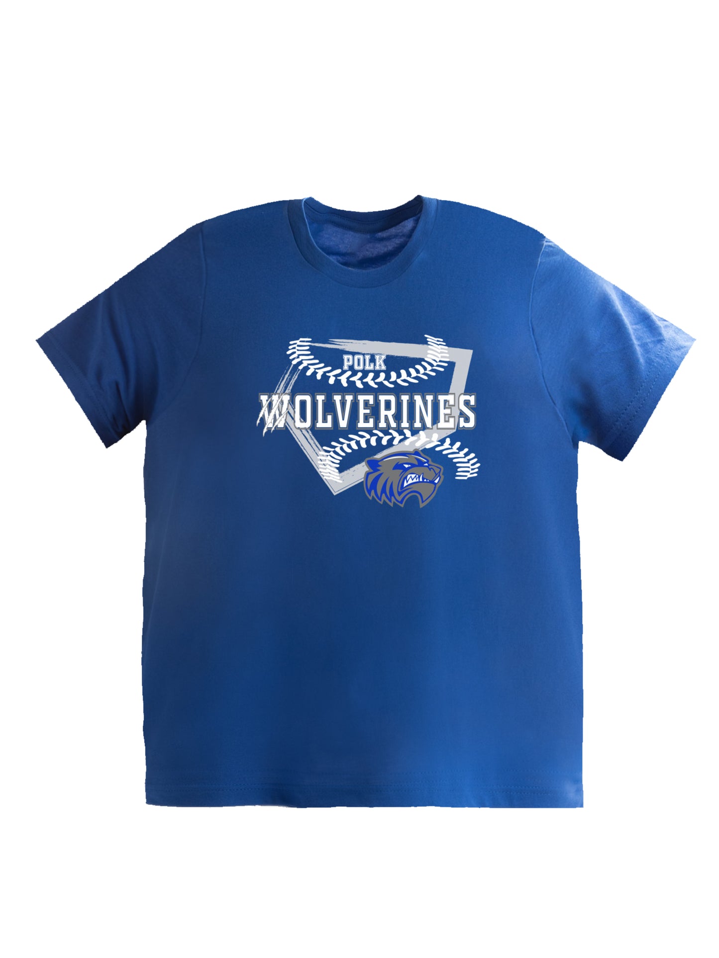 Polk County Schools Wolverines Homeplate White Logo Short Sleeve T-shirt