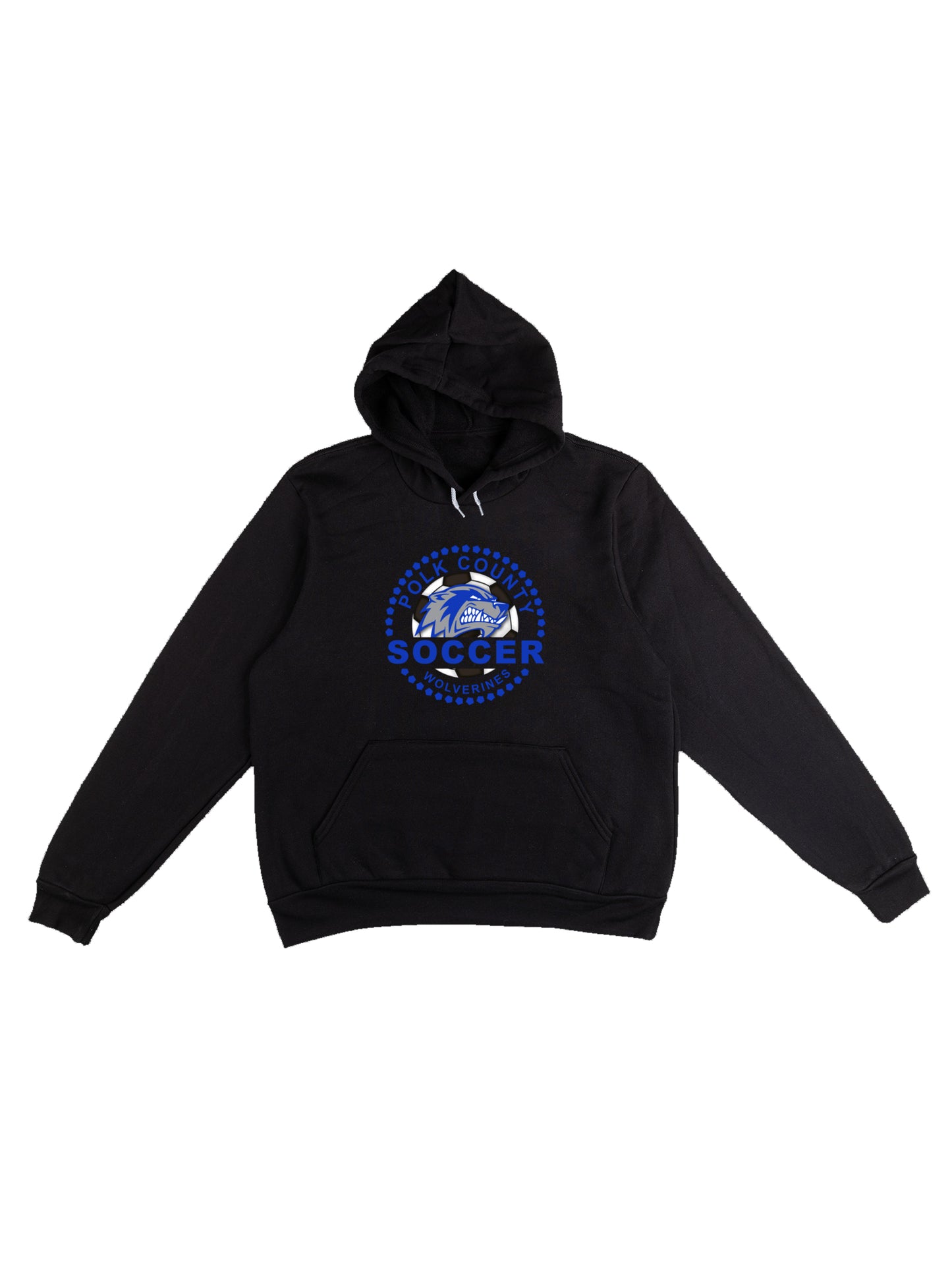 Polk County Wolverines Soccer Blue Logo Fleece Pullover Hoodie