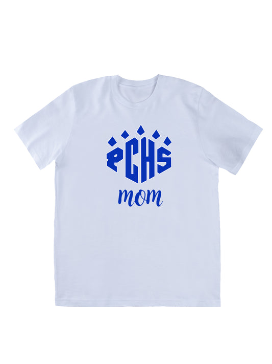 "PCHS Mom" Blue Logo with Blue Text Short Sleeve T-Shirt