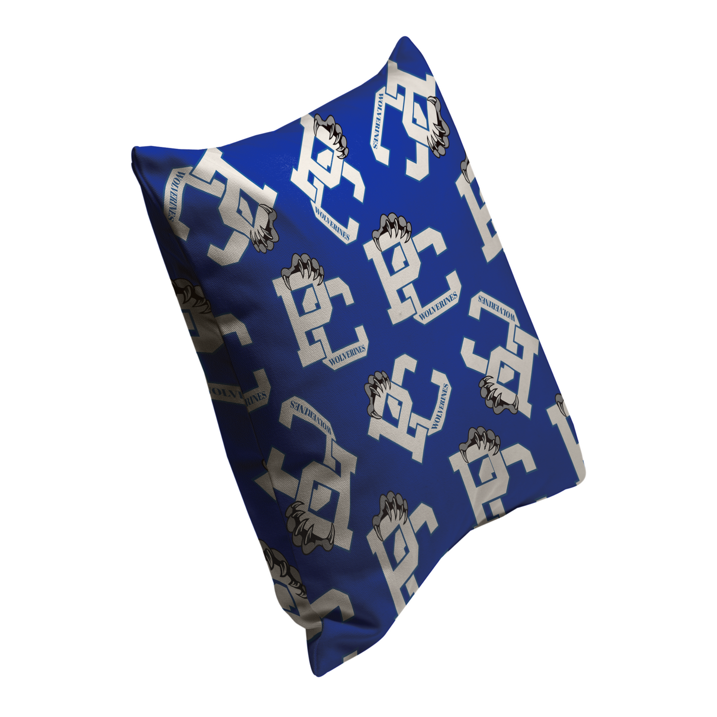PC Wolverines Claw Logo Pattern on Blue Throw Pillows