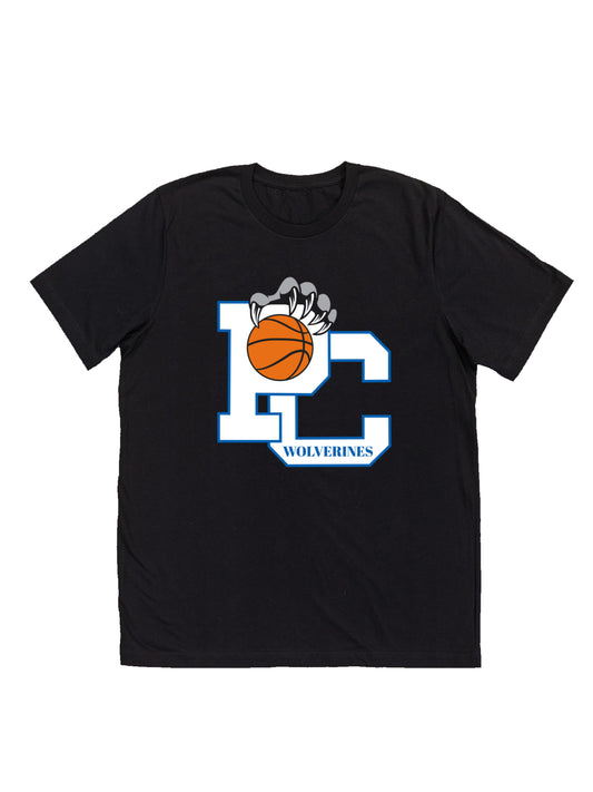 Polk County Basketball Wolverines Claws in White Short Sleeve T-shirt