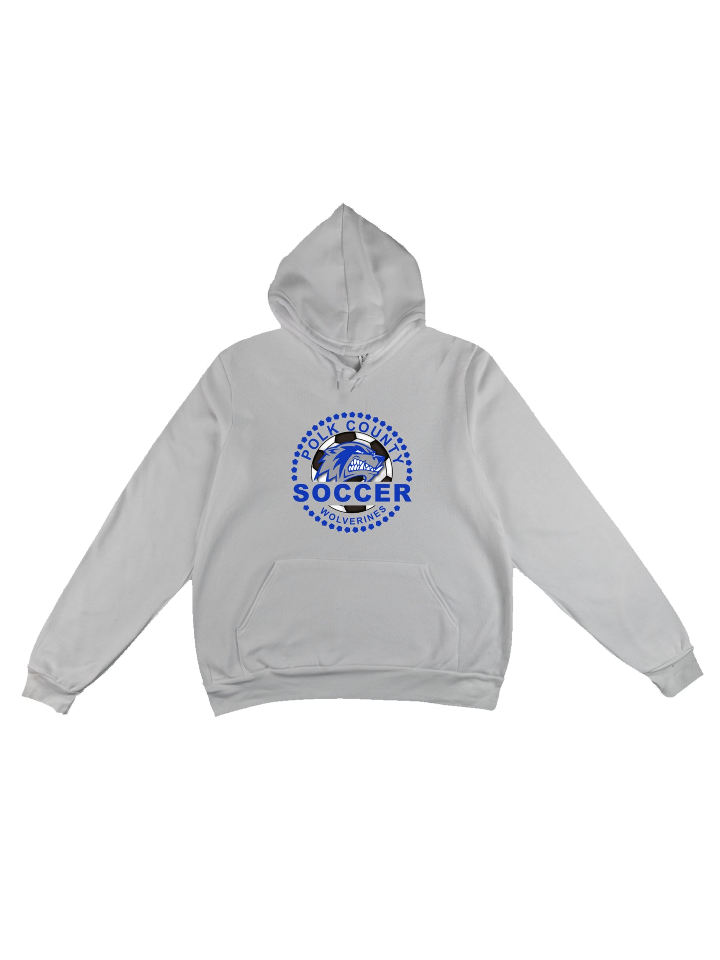 Polk County Wolverines Soccer Blue Logo Fleece Pullover Hoodie