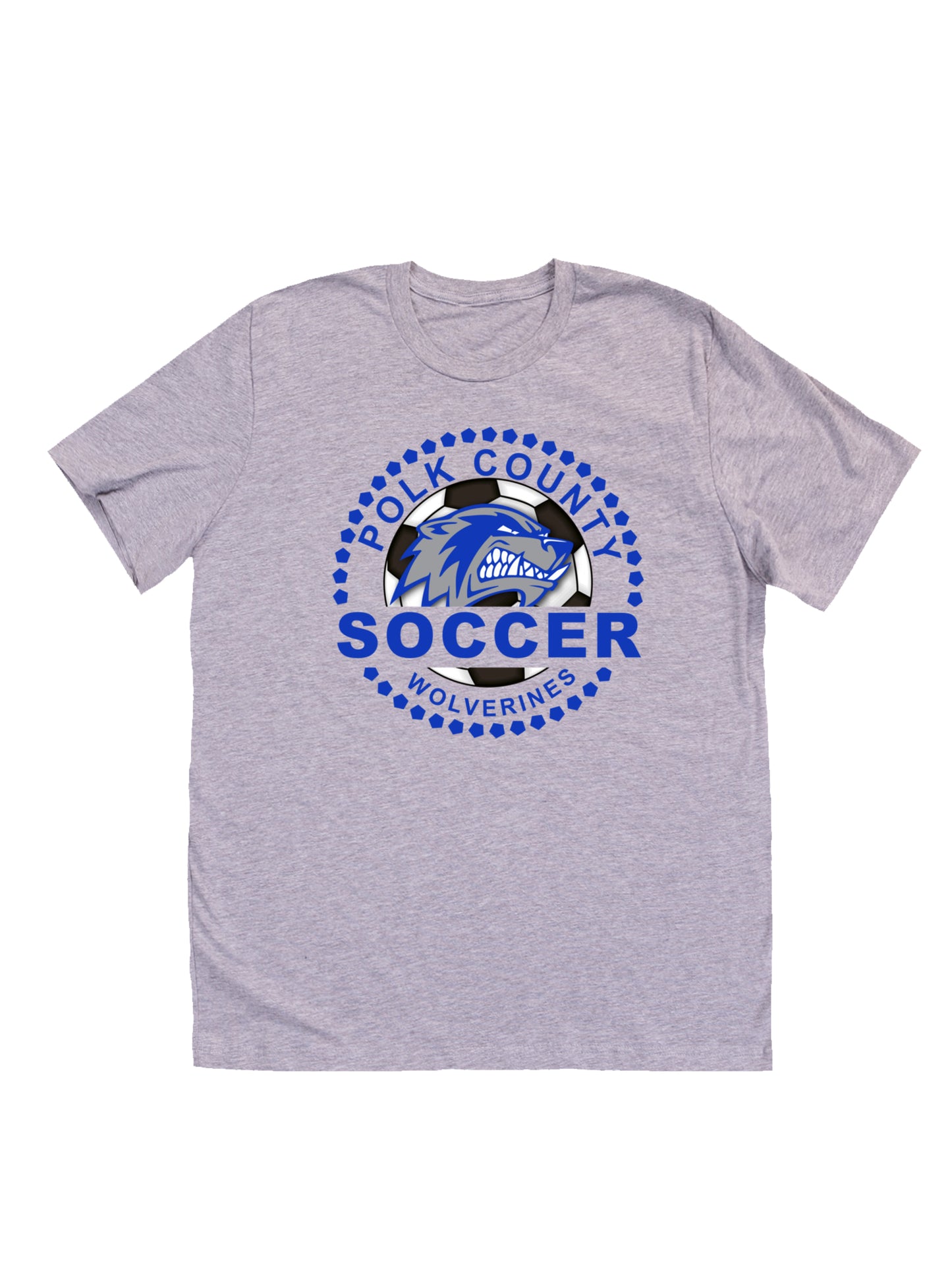 Polk County Wolverine Soccer Blue Logo Short Sleeve T-shirt