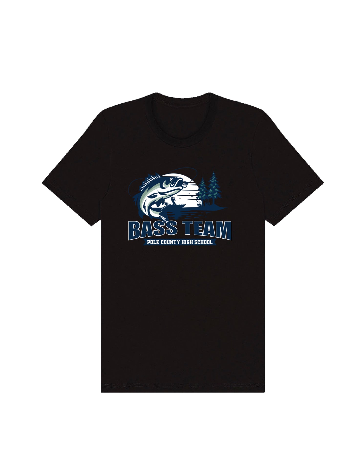 PCHS Bass Team Fishing Scene Design Short Sleeve T-shirt