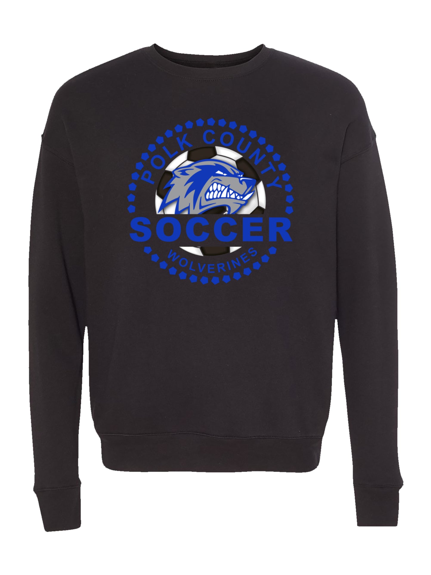 Polk County Wolverines Blue Logo Fleece Drop Shoulder Sweatshirt