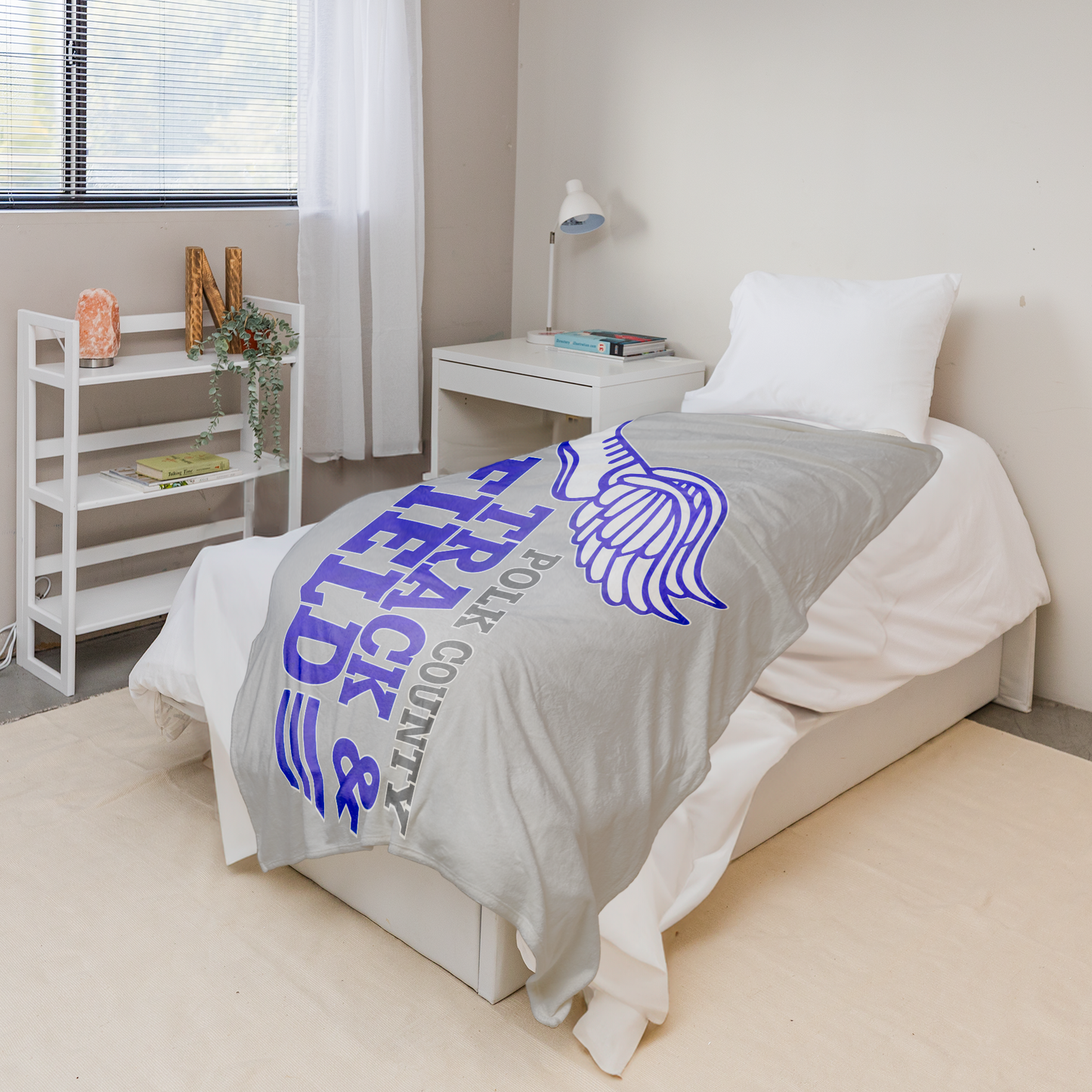 Polk County Schools Track & Field Blue Logo 50"x60" Fleece Blanket