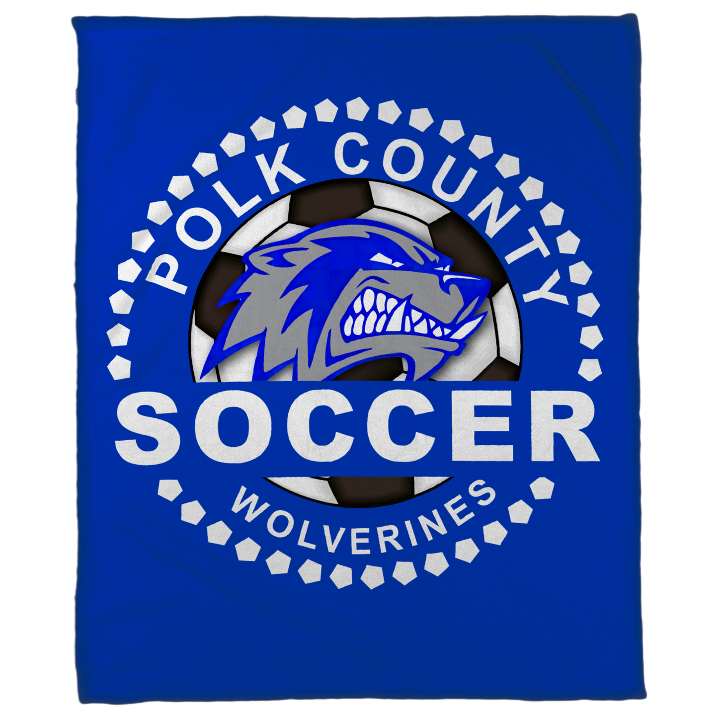 Polk County Wolverines Soccer White Logo 50"x60"Fleece Blanket