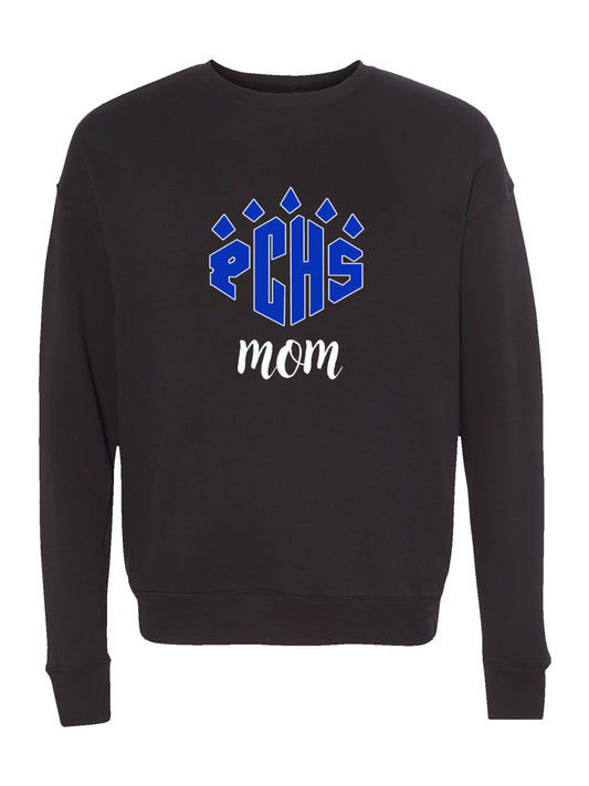 "PCHS Mom" Blue Logo with White Text Fleece Sweatshirt