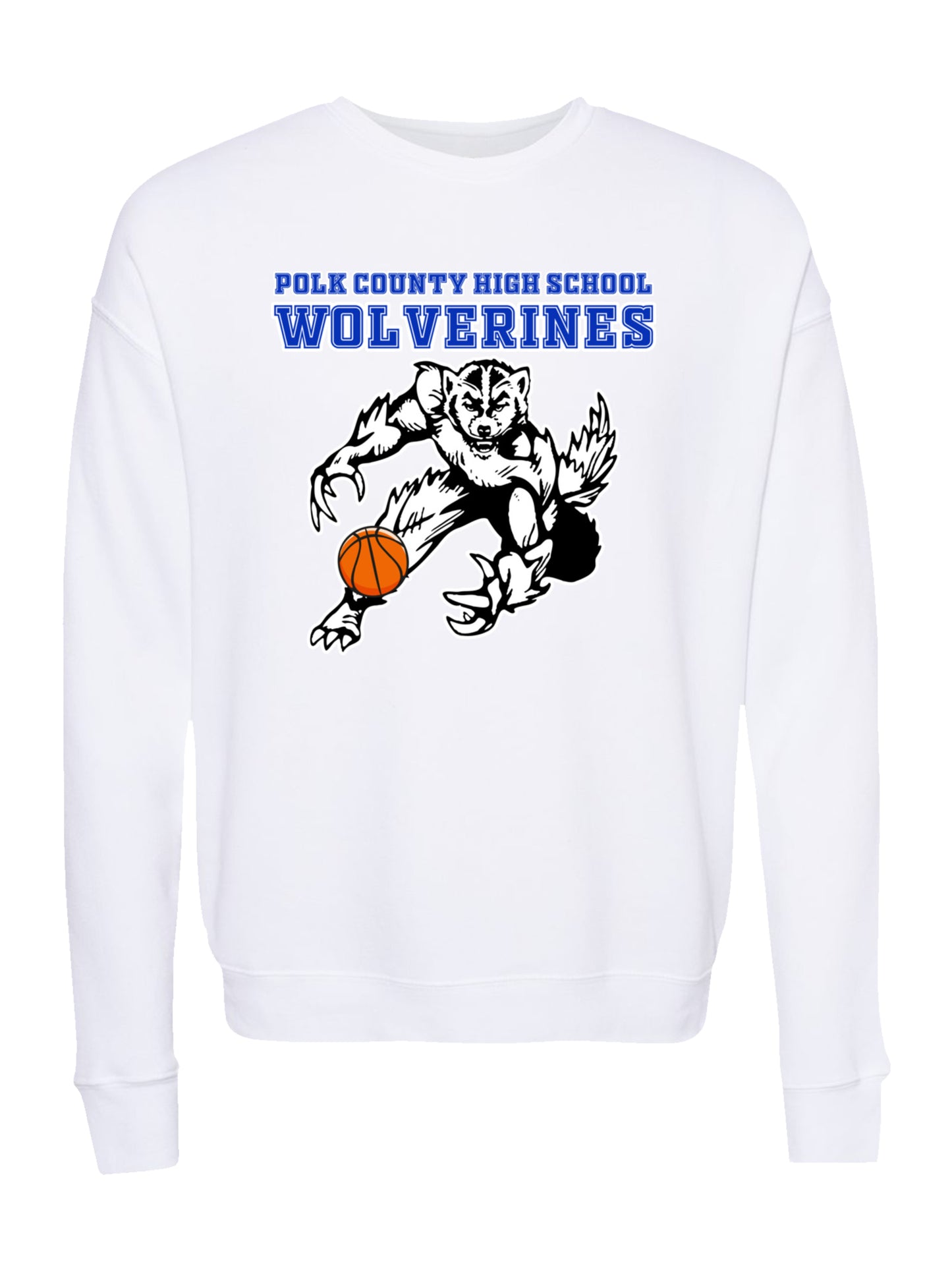 PCHS Wolverines Basketball Mascot with Ball Design Unisex Fleece Sweatshirt