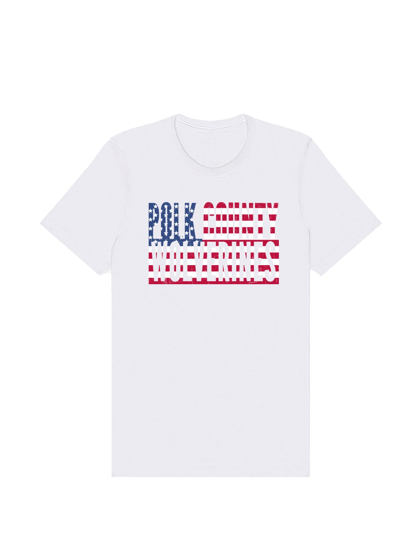 Polk County Wolverines US Flag Design Short Sleeve T-shirt