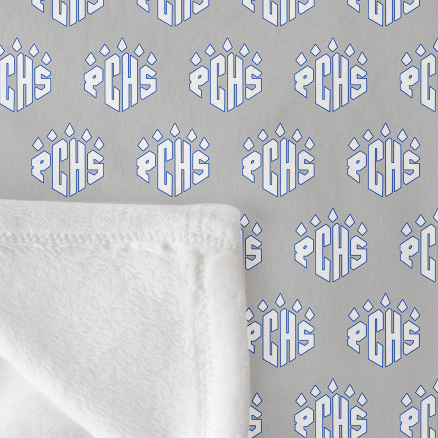 PCHS Paw Logo Pattern, White 50"x60" Fleece Blanket