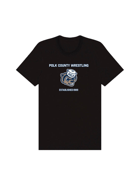 Polk County Wrestling with Mascot Design with Men Jersey Short Sleeve Tee