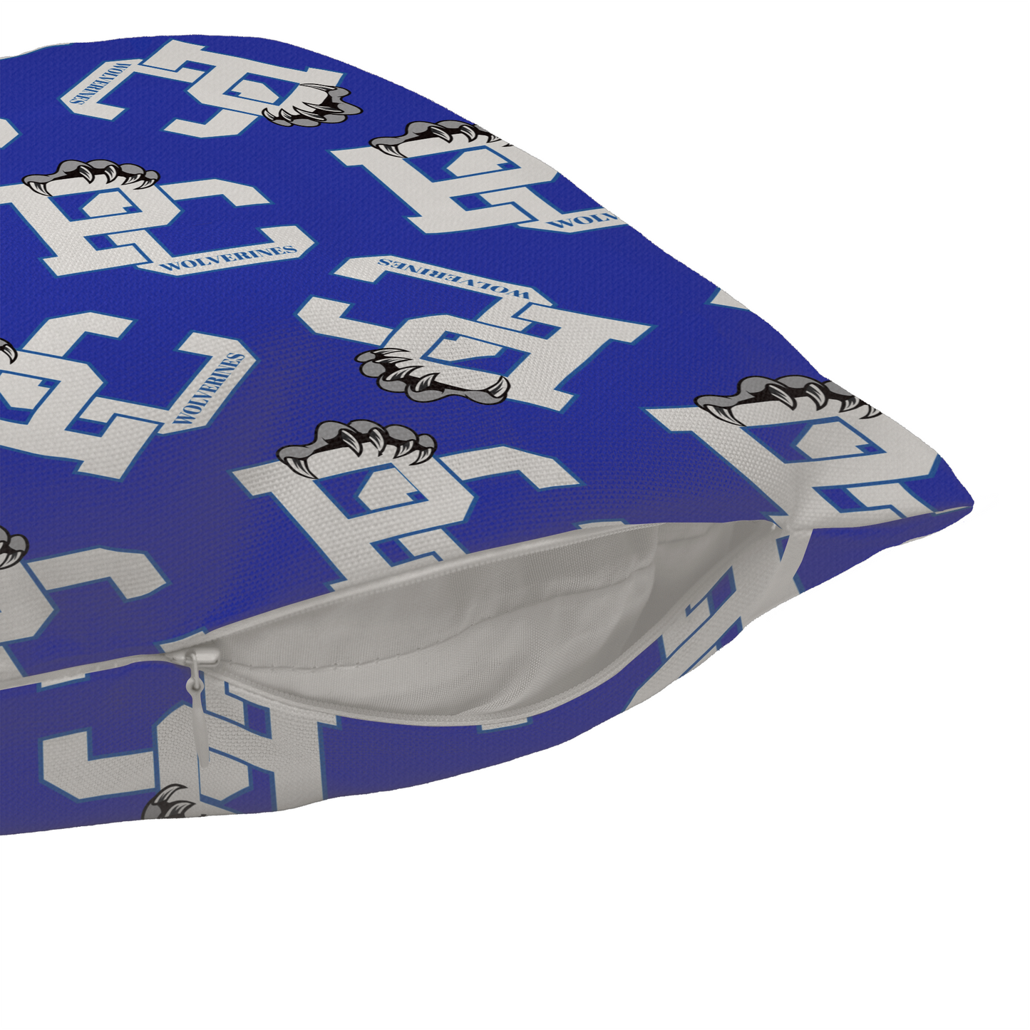 PC Wolverines Claw Logo Pattern on Blue Throw Pillows