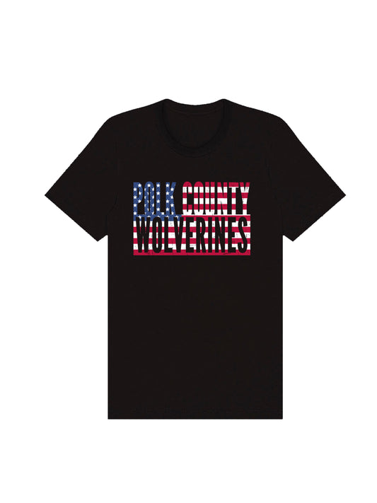 Polk County Wolverines US Flag Design Short Sleeve T-shirt