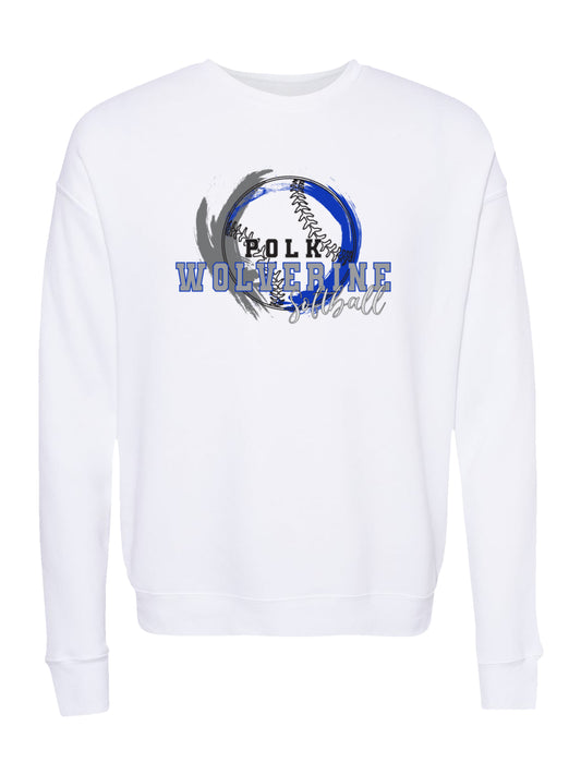 Polk County Wolverines Softball Black Stitch Fleece Sweatshirt