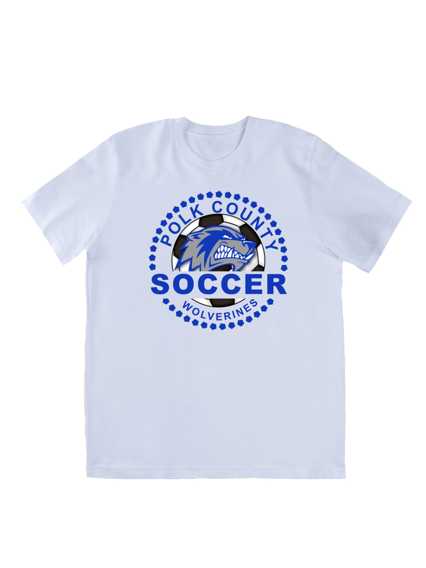 Polk County Wolverine Soccer Blue Logo Short Sleeve T-shirt