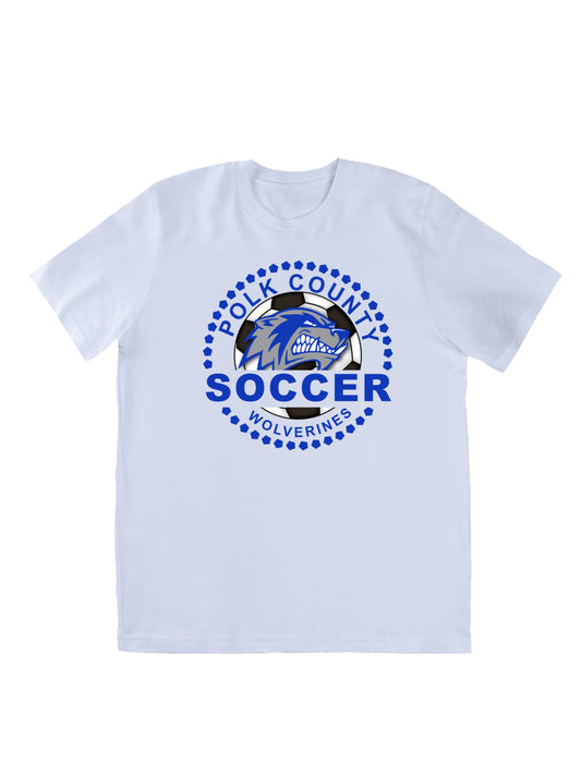 Polk County Wolverine Soccer Blue Logo Short Sleeve T-shirt