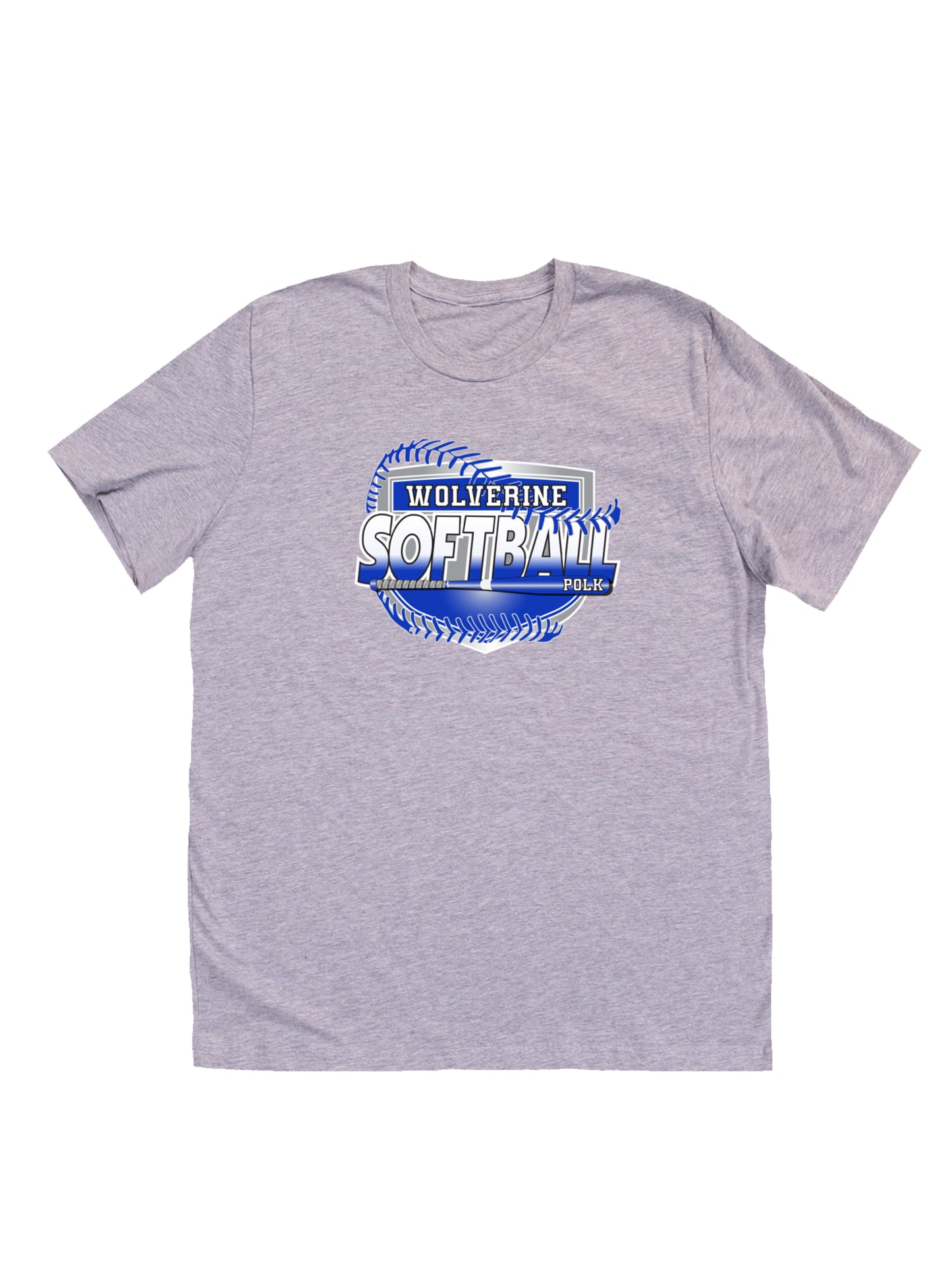 Polk County Wolverines Shield Logo Softball Short Sleeve T-shirt