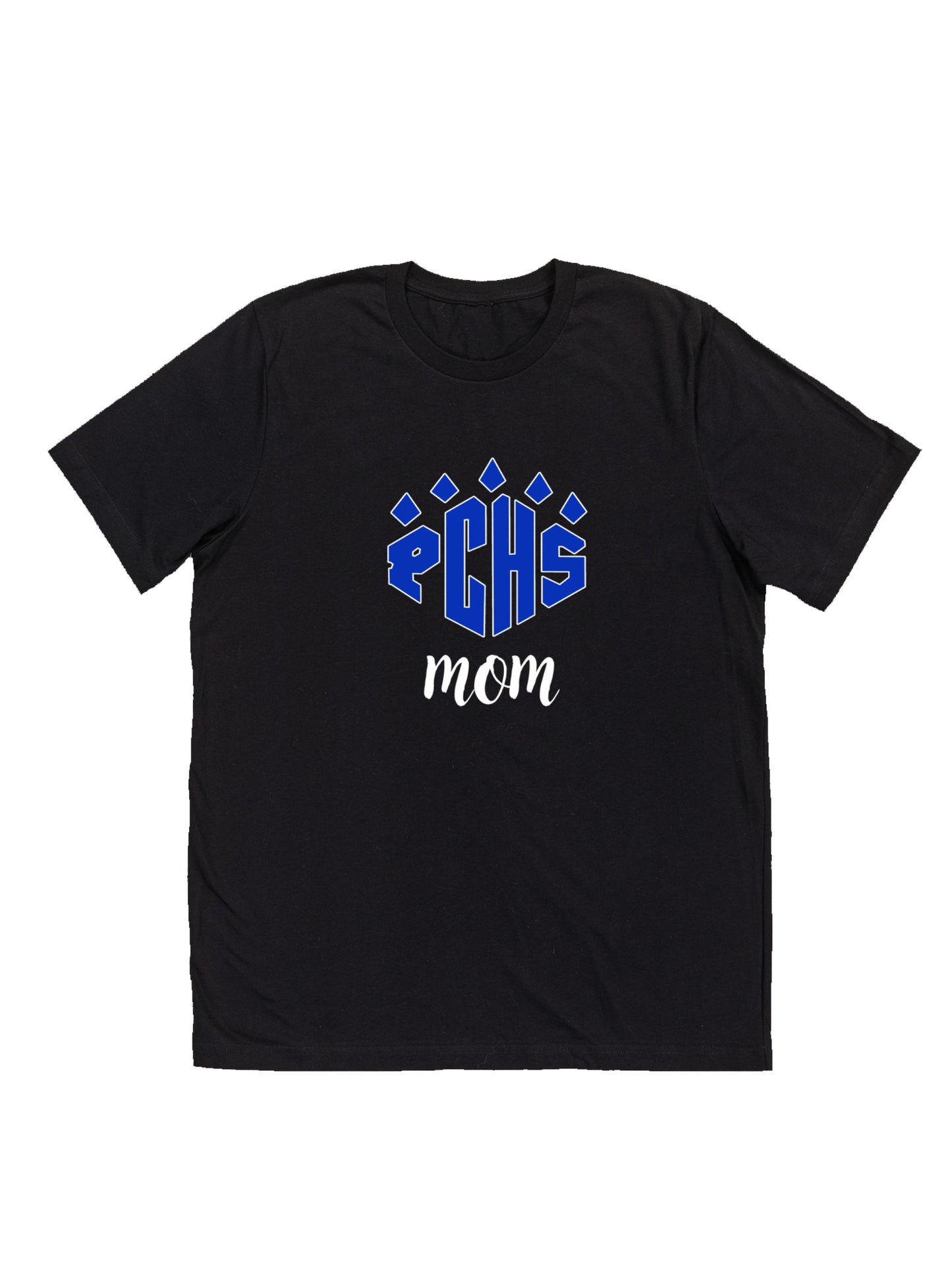 "PCHS Mom" Blue Logo with White Text Short Sleeve T-shirt