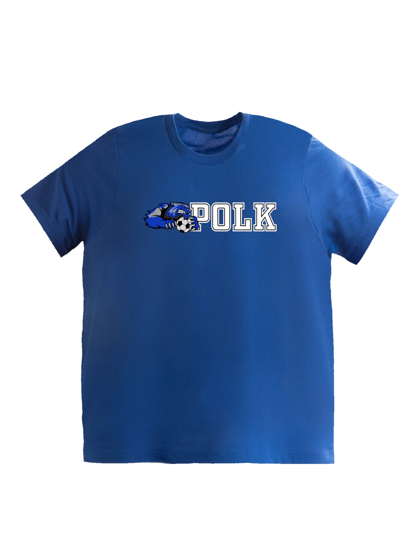 Polk County Wolverine with Soccer Ball White Logo Jersey Short Sleeve T-shirt