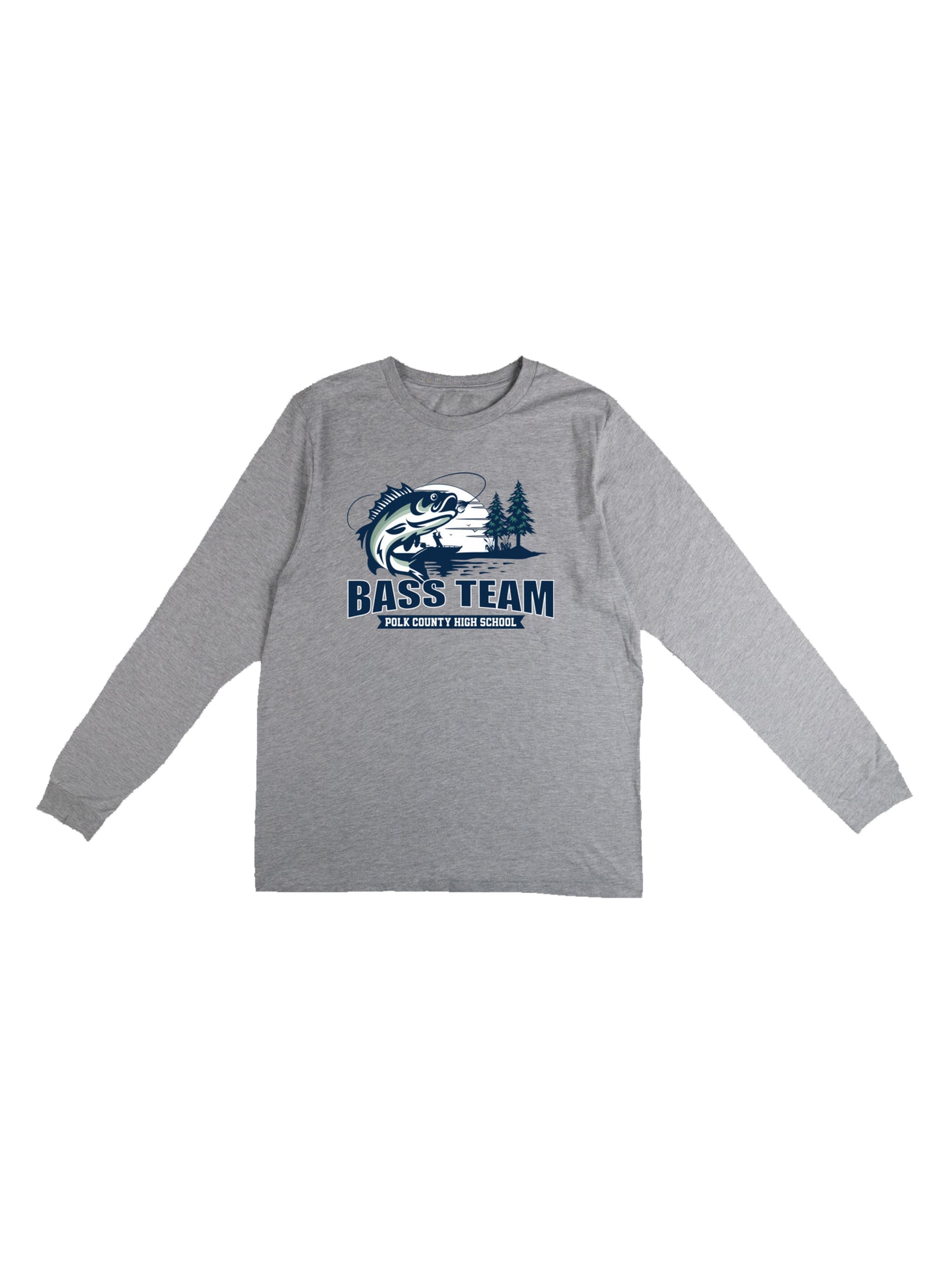 PCHS Bass Team Fishing Scene Design Long Sleeve T-shirt