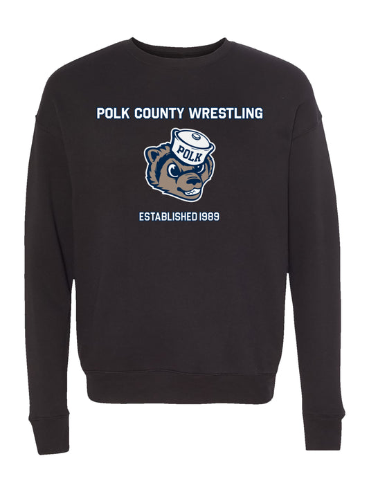 Polk County Wrestling with Mascot Design Fleece Sweatshirt