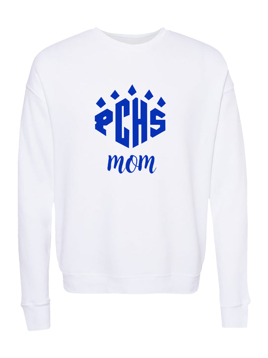 "PCHS Mom" Blue Logo with Blue Text Fleece Sweatshirt