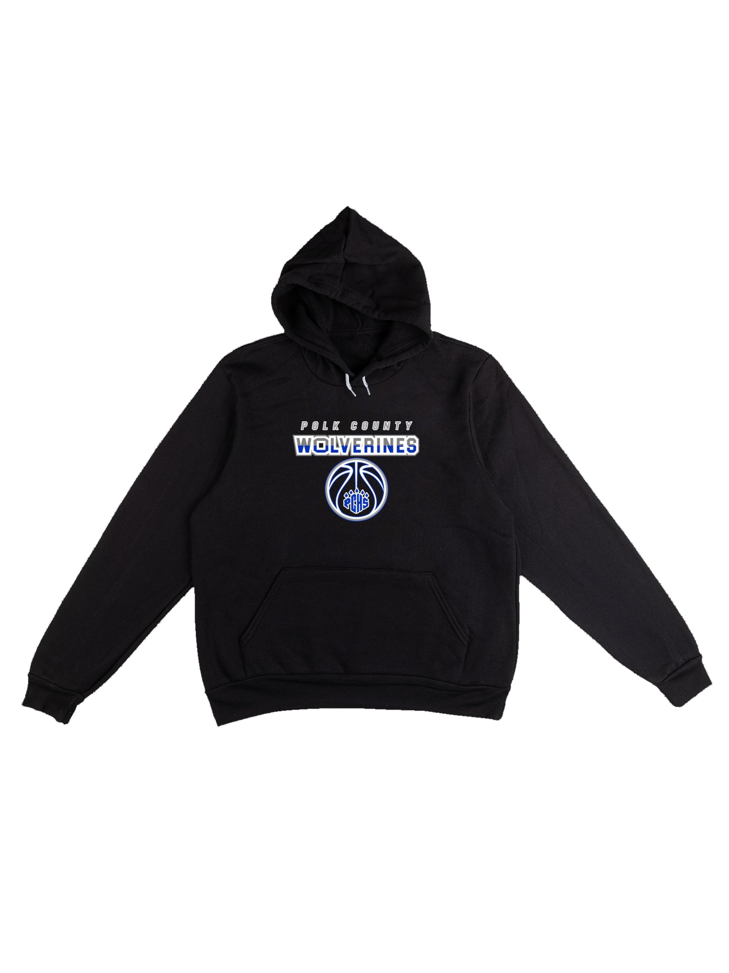 Polk County Wolverines Basketball Design with PCHS Paw Fleece Pullover Hoodie