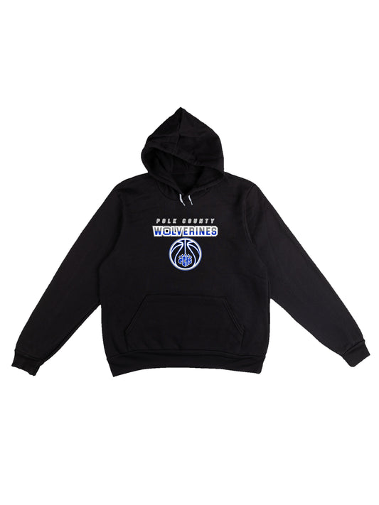 Polk County Wolverines Basketball Design with PCHS Paw Fleece Pullover Hoodie