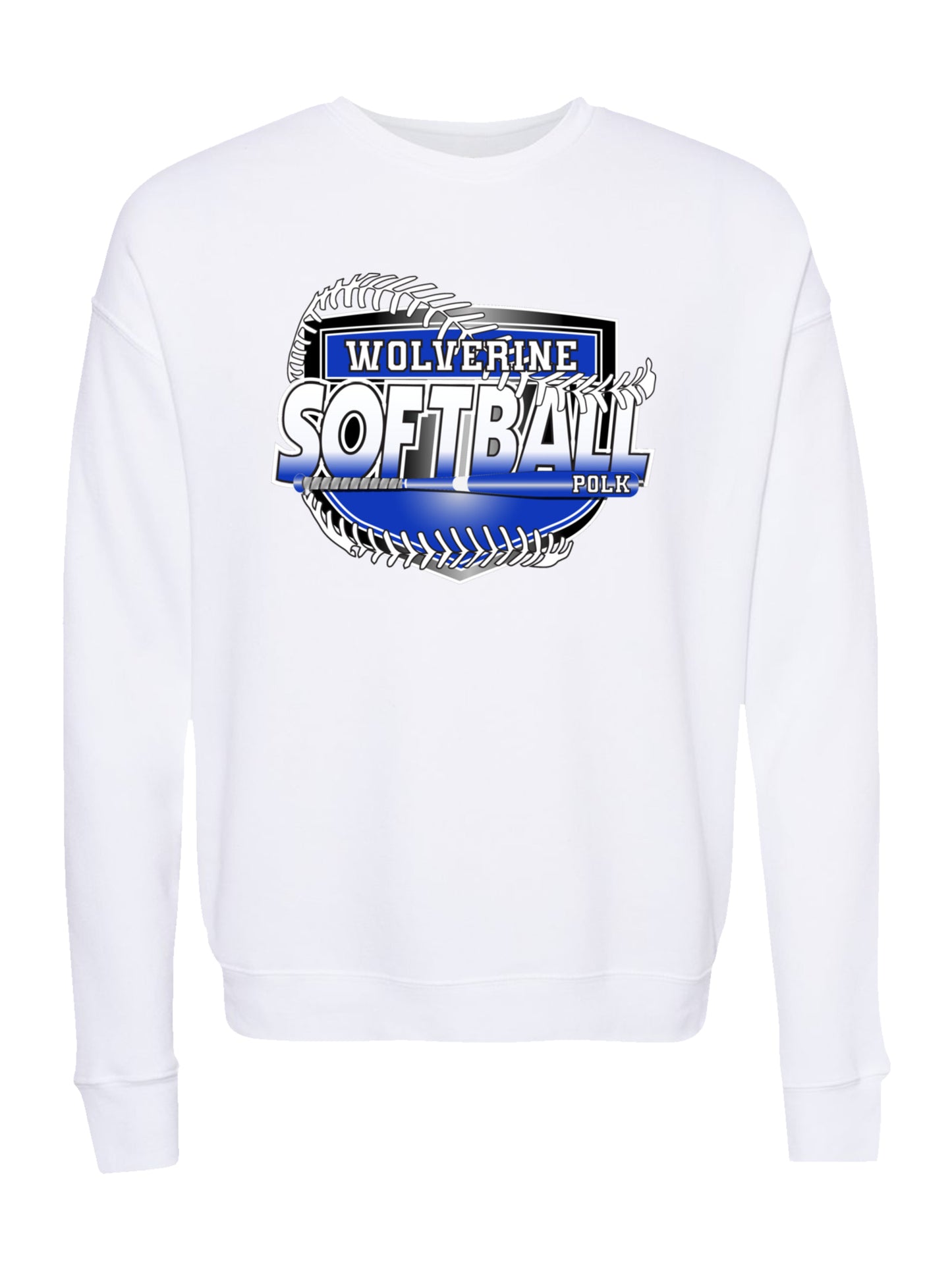 Polk County Wolverines Shield in Black Logo Softball Fleece Sweatshirt