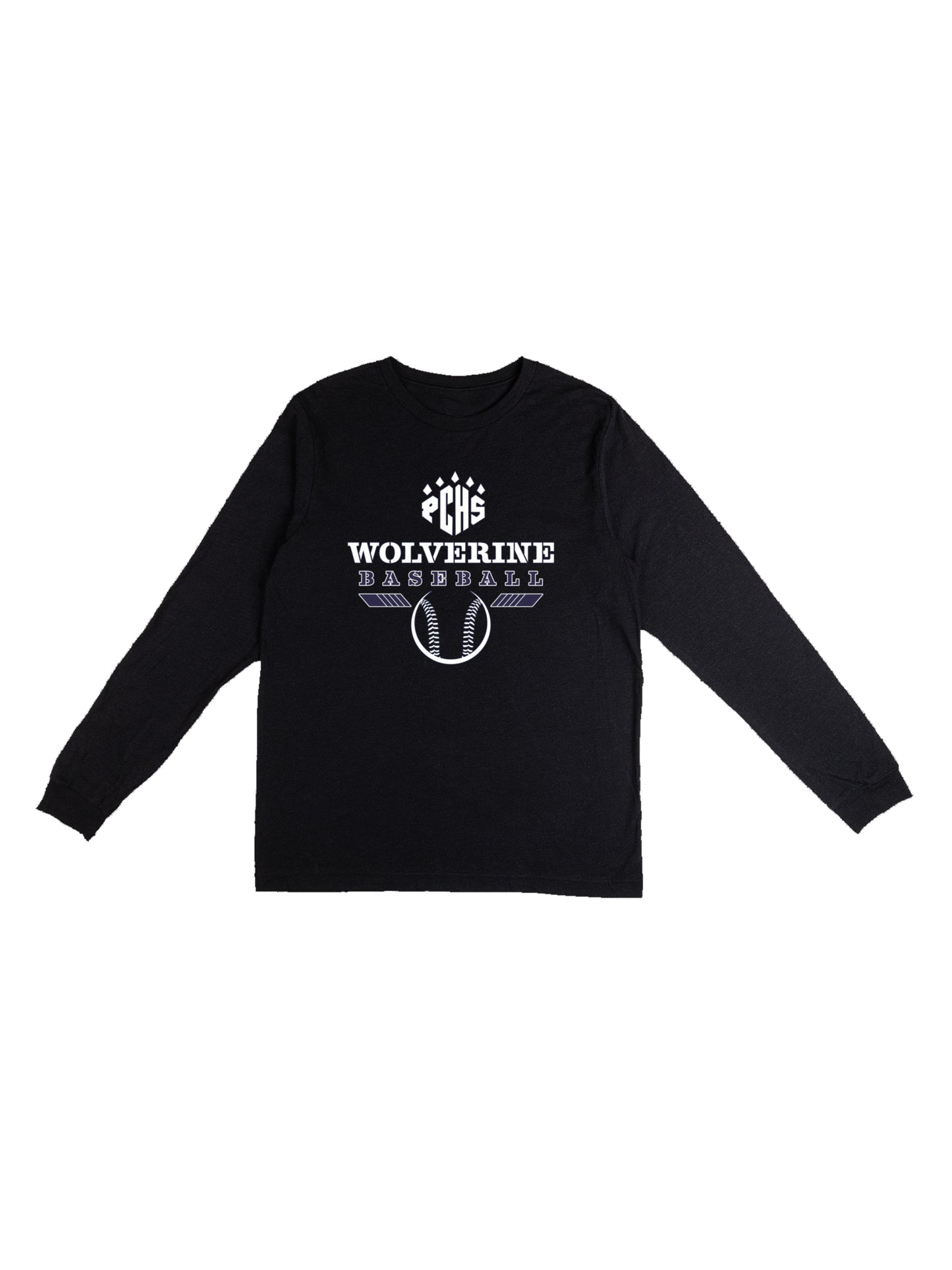 PCHS Wolverine Baseball Logo Long Sleeve T-shirt