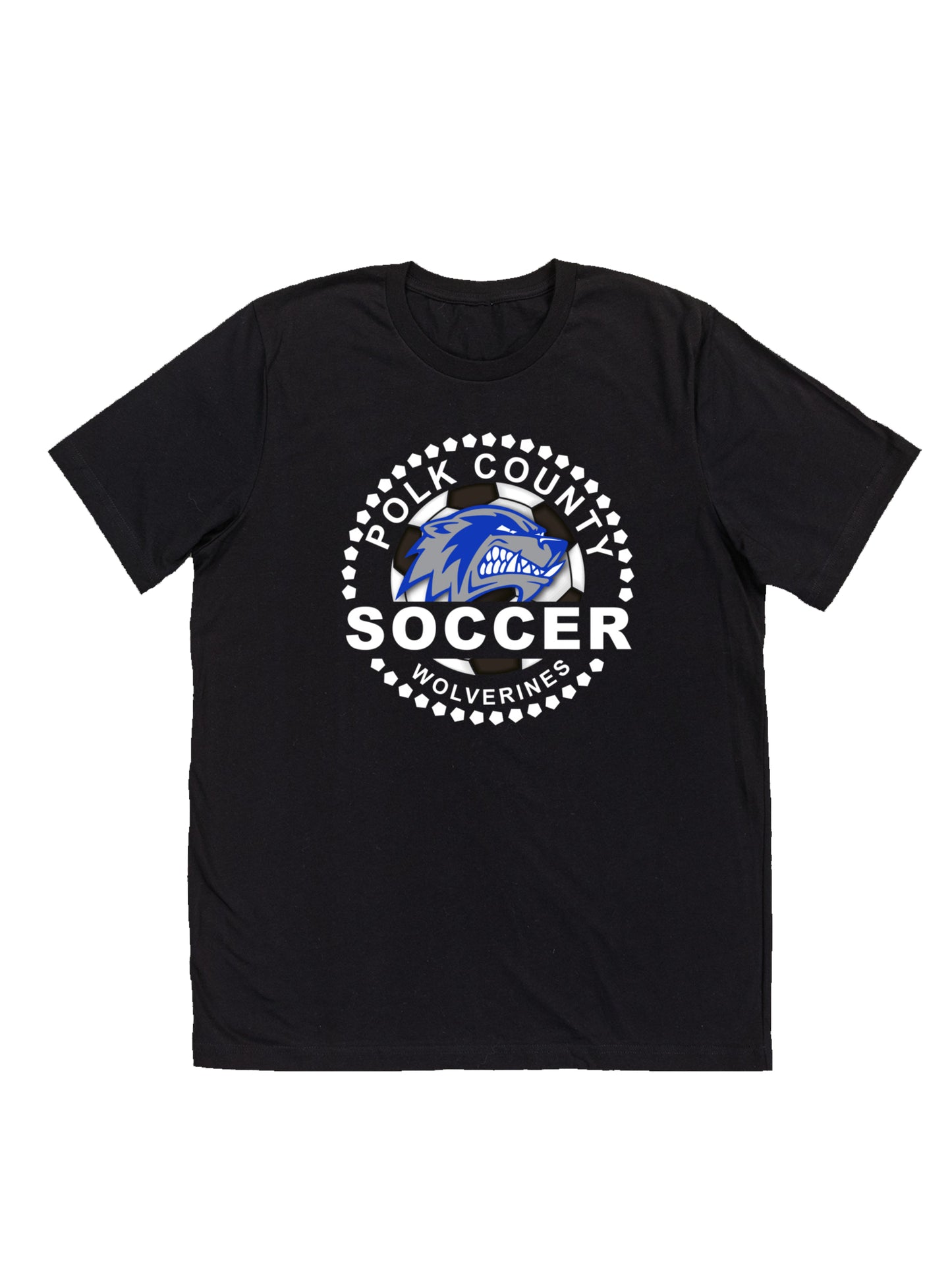 Polk County Wolverines Soccer White Logo Short Sleeve Tee