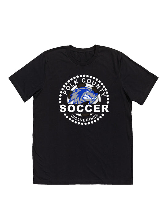 Polk County Wolverines Soccer White Logo Short Sleeve Tee