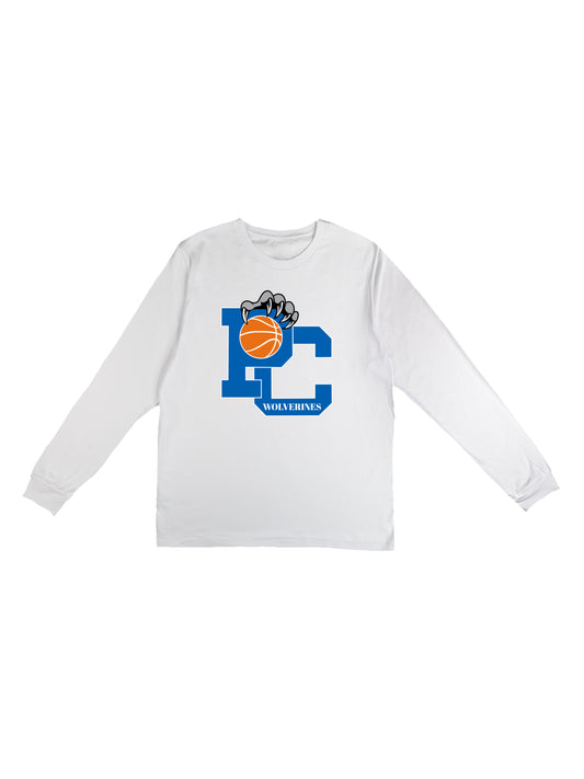 Polk County Basketball Wolverines Claws in Blue Long Sleeve T-shirt