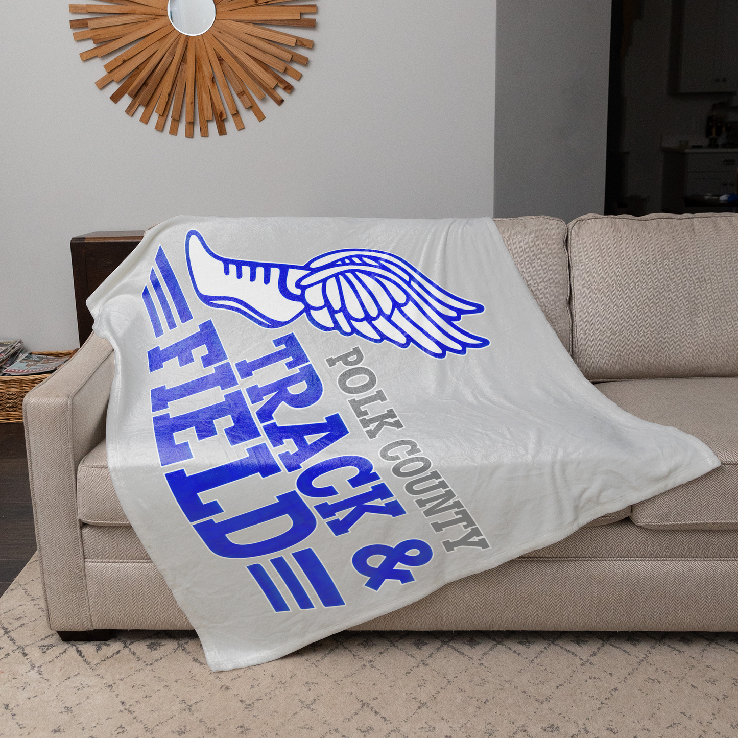 Polk County Schools Track & Field Blue Logo 50"x60" Fleece Blanket