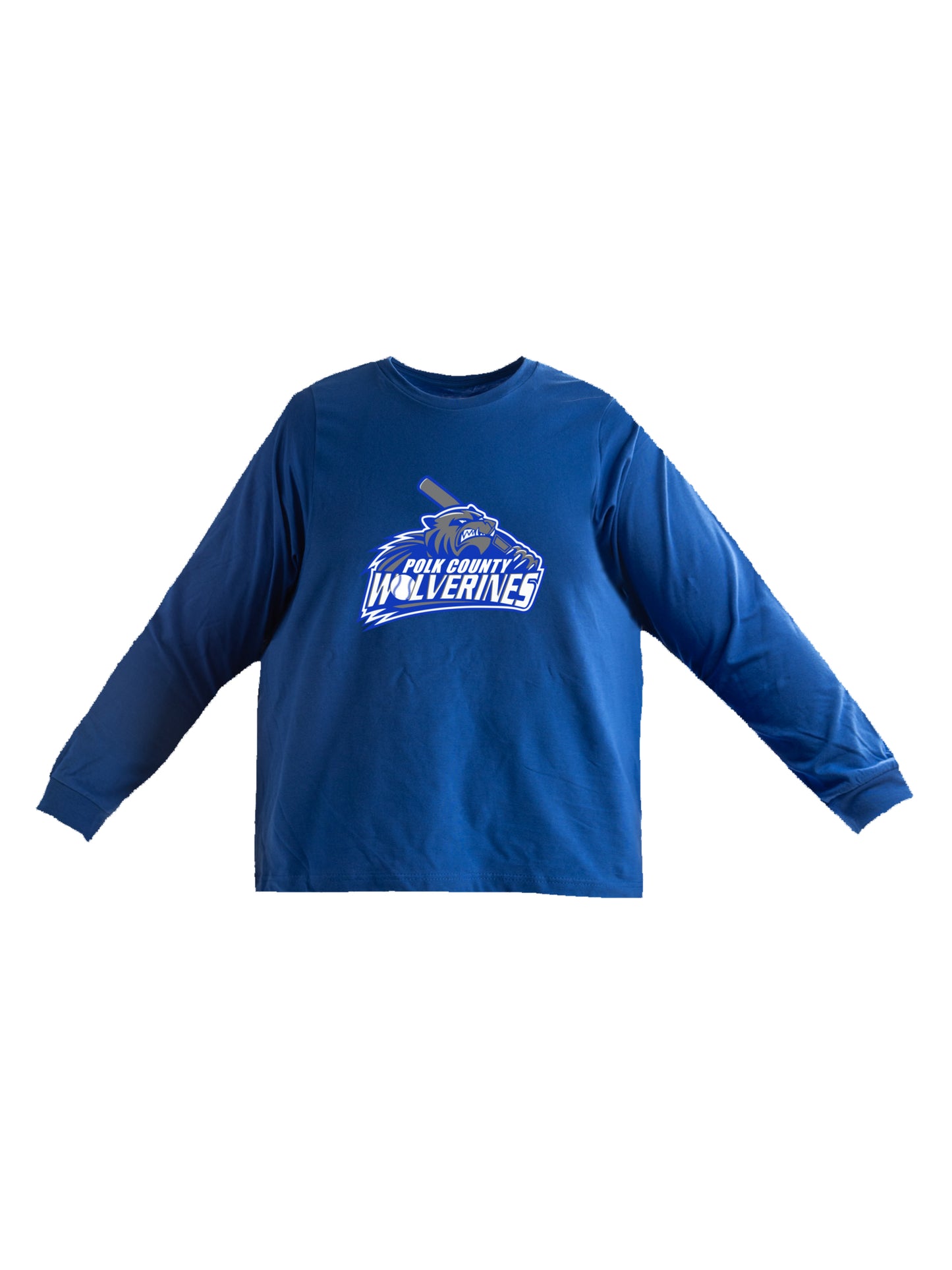 Polk County Wolverines Baseball Logo Long Sleeve T-shirt
