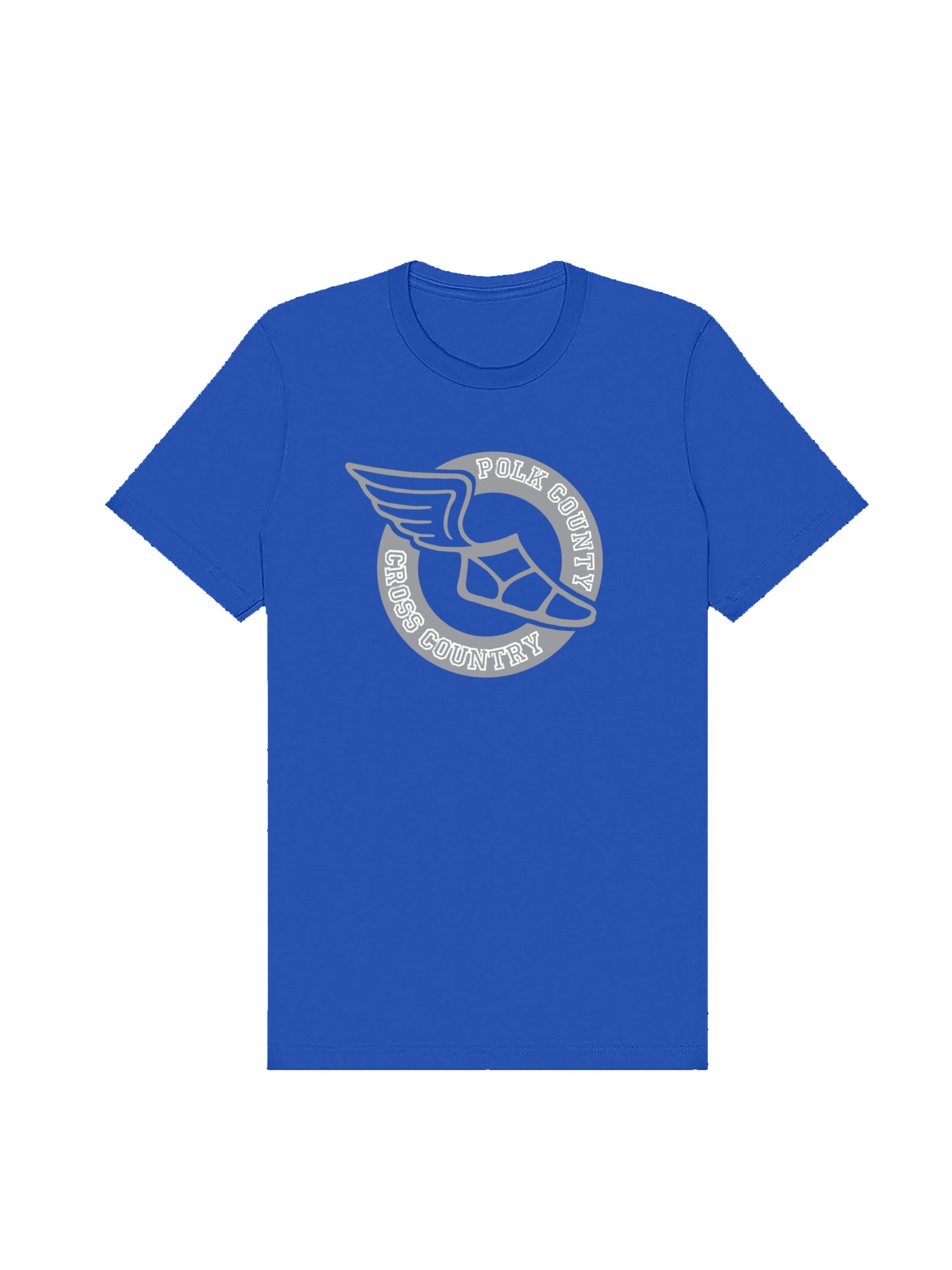Polk County Cross Country Winged Shoe, Grey Short Sleeve T-shirt