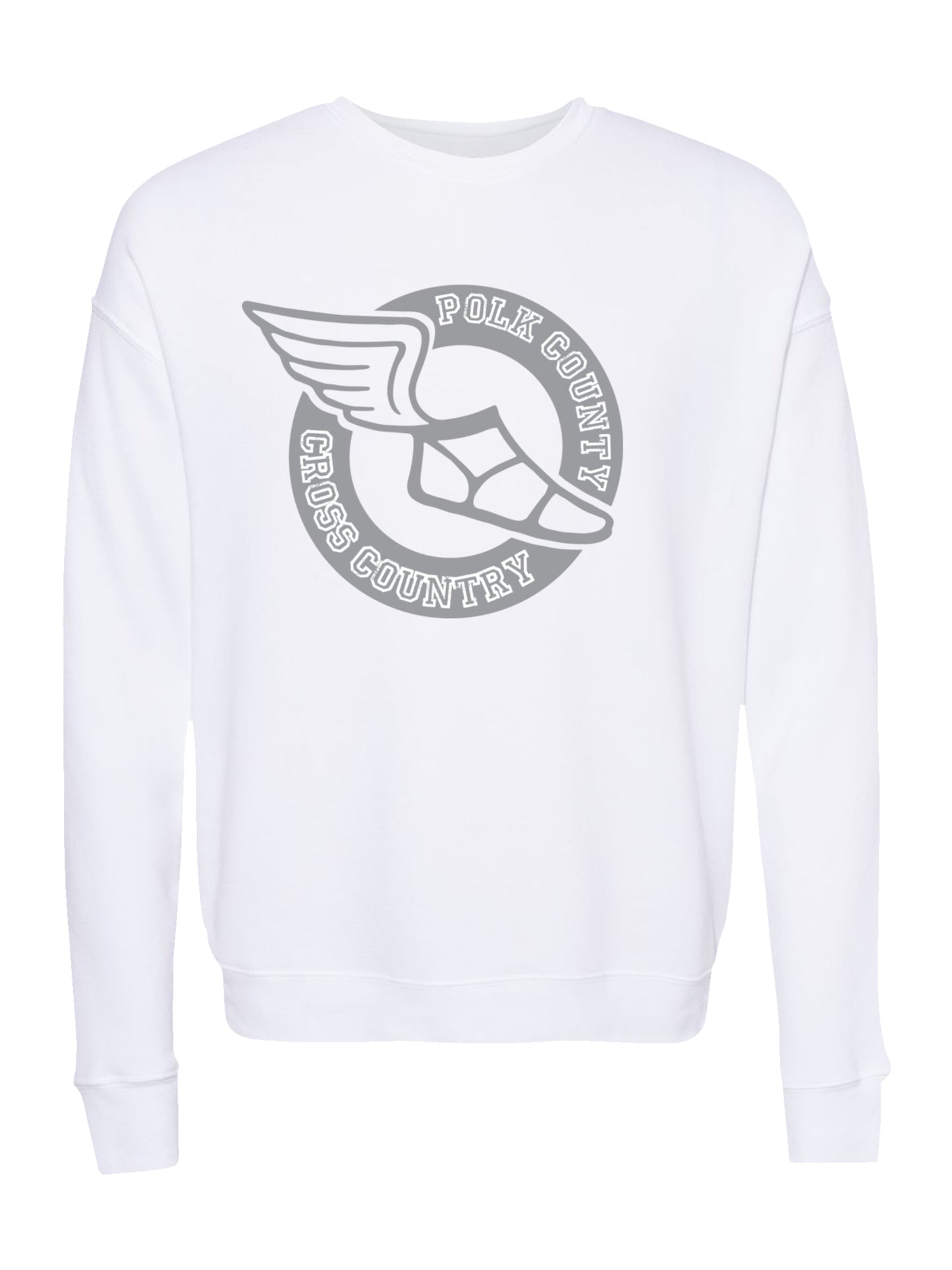 Polk County Cross Country Winged Shoe, Grey Fleece Sweatshirt