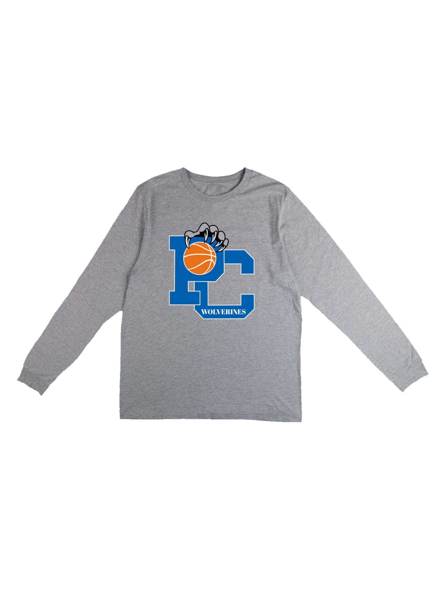 Polk County Basketball Wolverines Claws in Blue Long Sleeve T-shirt