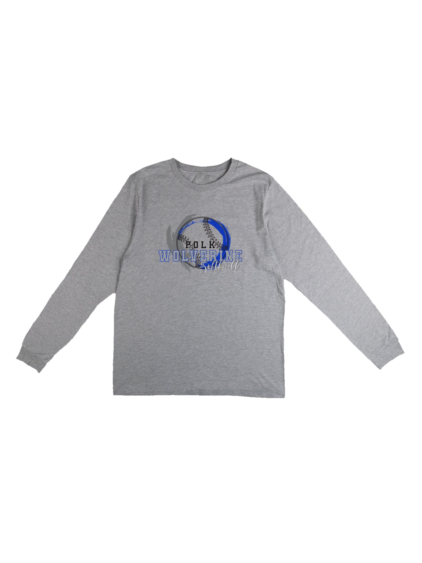 Polk County Wolverines Softball Black Stitch Long Sleeve T-shirt
