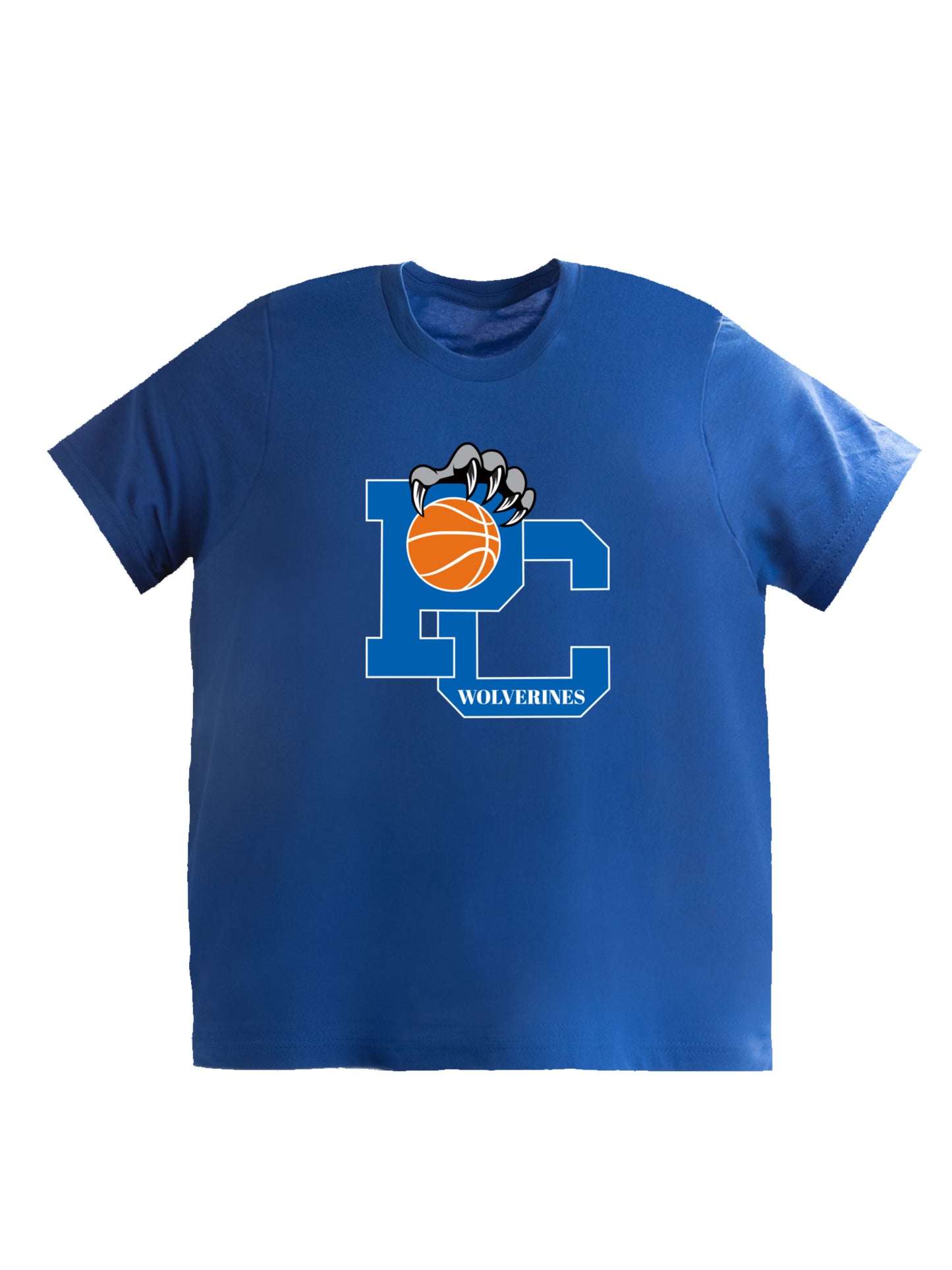 Polk County Basketball Wolverines Claws in Blue Short Sleeve T-shirt