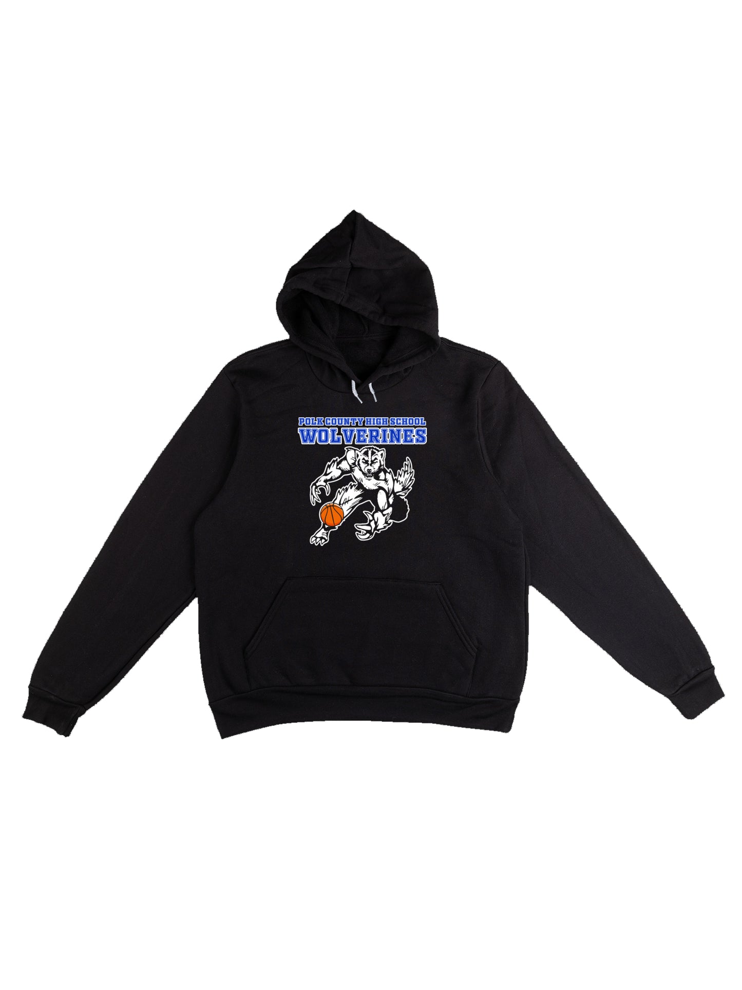 PCHS Wolverines Basketball Mascot with Ball Fleece Pullover Hoodie