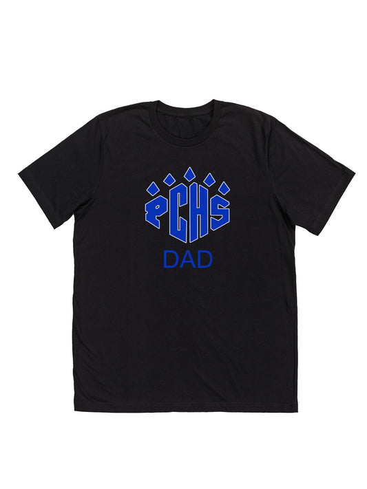 "PCHS Dad" Blue Logo with Blue Text Short Sleeve T-shirt