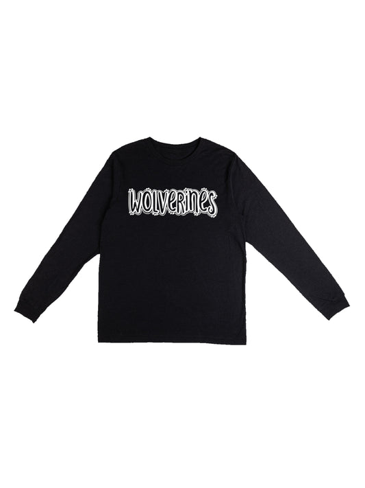 Wolverines Curly Logo Design Long Sleeve T-shirt
