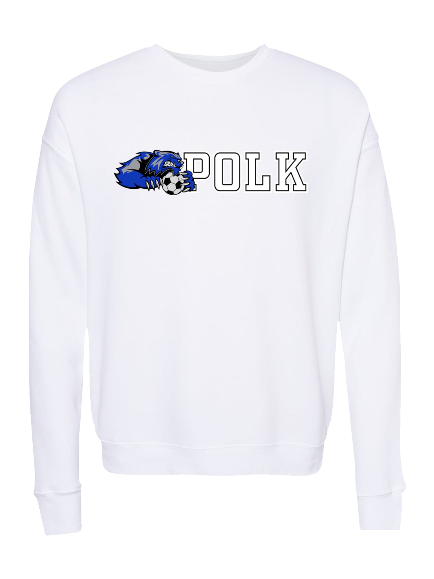 Polk County Wolverine with Soccer Ball White Logo Fleece Sweatshirt
