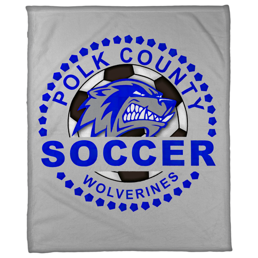 Polk County Wolverine Soccer Blue Logo 50"x60" Fleece Blanket