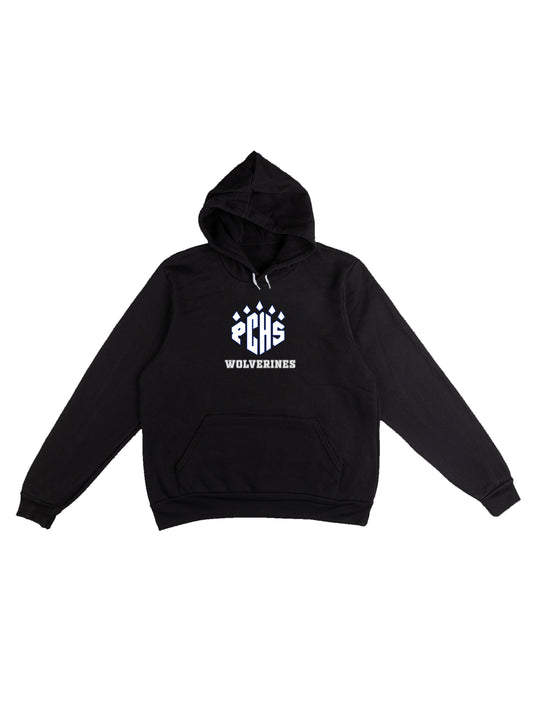 PCHS Paw Wolverines White Logo Fleece Pullover Hoodie