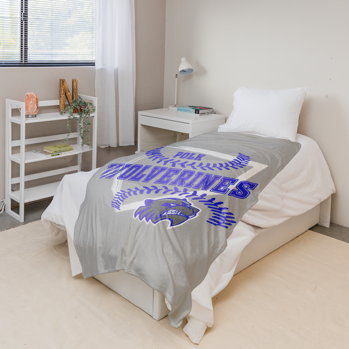 Polk County Schools Wolverines Homeplate Blue Logo 50"x60" Fleece Blanket