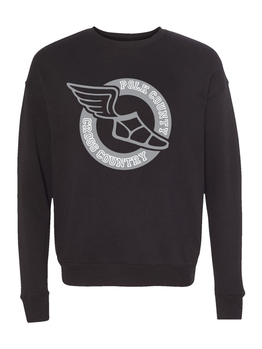 Polk County Cross Country Winged Shoe, Grey Fleece Sweatshirt