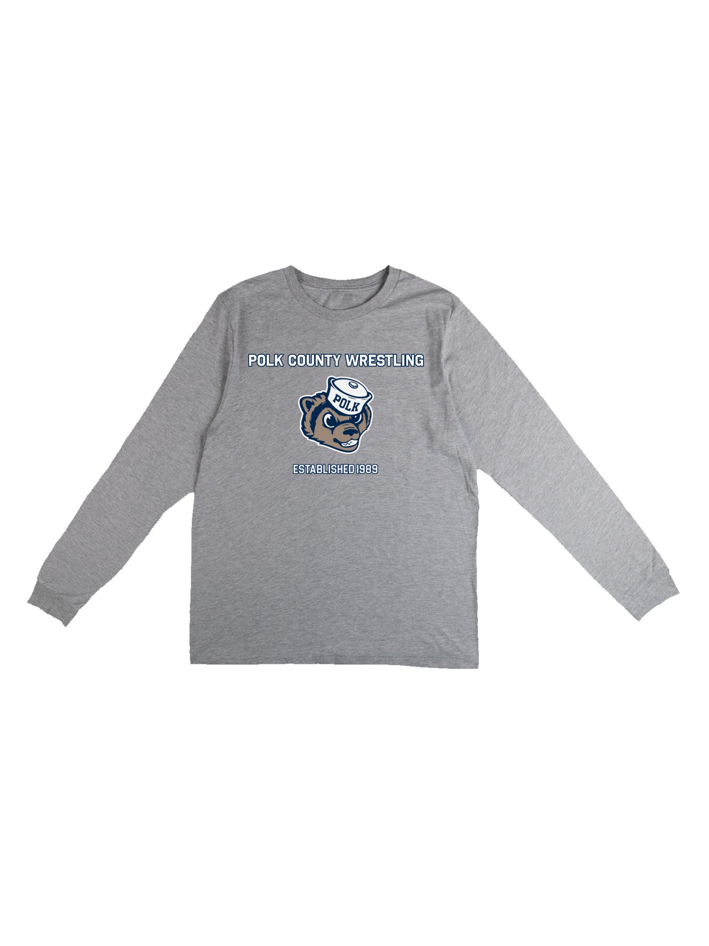 Polk County Wrestling with Mascot Design Long Sleeve T-shirt